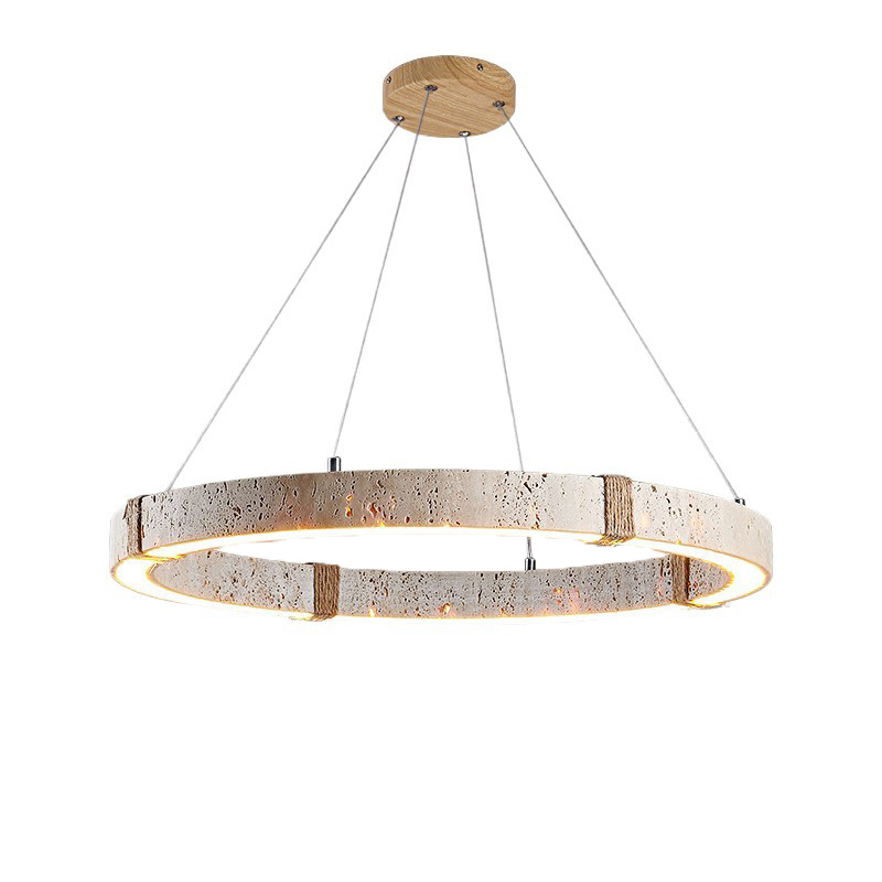 EPCL0658Modern Travertine Ring Chandelier Natural Stone Pendant Light Nordic Minimalist LED Hanging Lamp