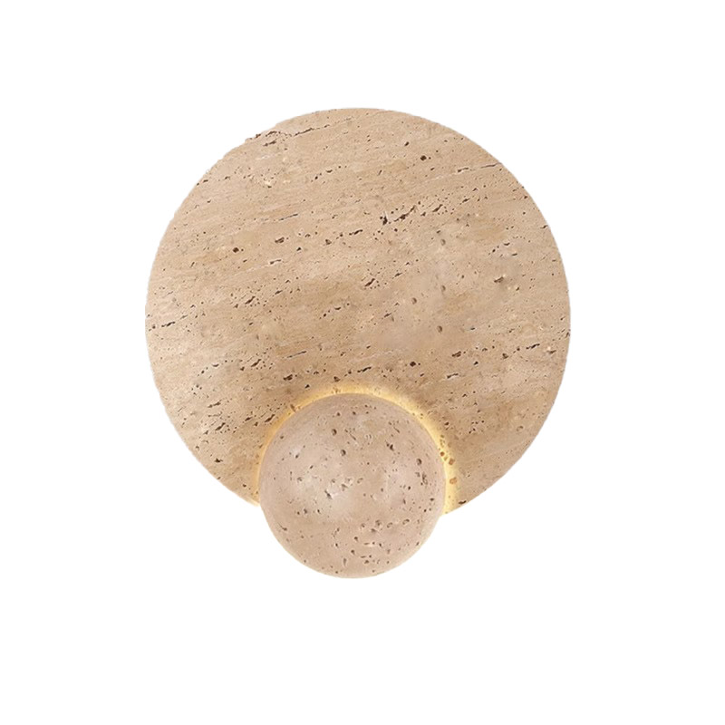 EPWL0664Modern Travertine Wall Lamp Round Stone Decorative Indoor Wall Light