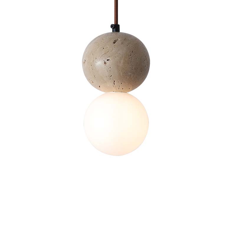 EPPL0665Modern Travertine Pendant Light Stone Ball Decorative Ceiling Lamp