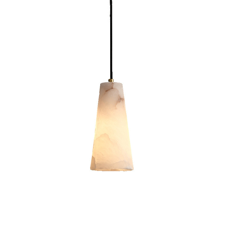 EPPL0672Minimalist Alabaster Cone Pendant Light Modern Marble Effect Hanging Lamp