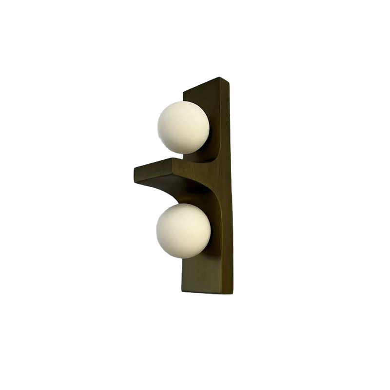 EPWL0672Modern Metal Double Globe Wall Lamp Minimalist Glass Ball Wall Sconce Indoor Decorative Lighting