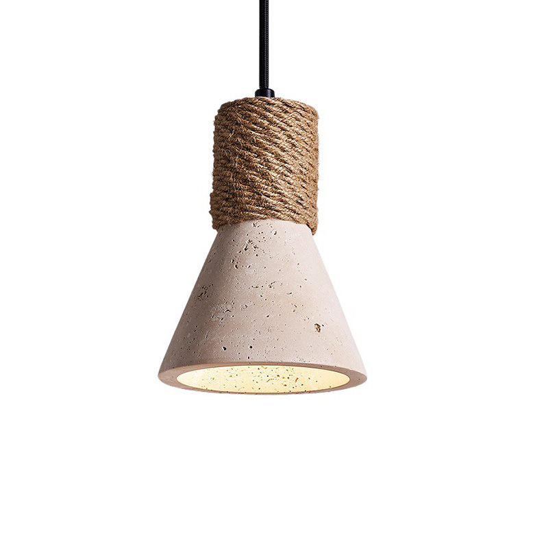 EPPL0628Rustic Stone Pendant Light Natural Rope Detail Hanging Lamp Nordic Interior Lighting