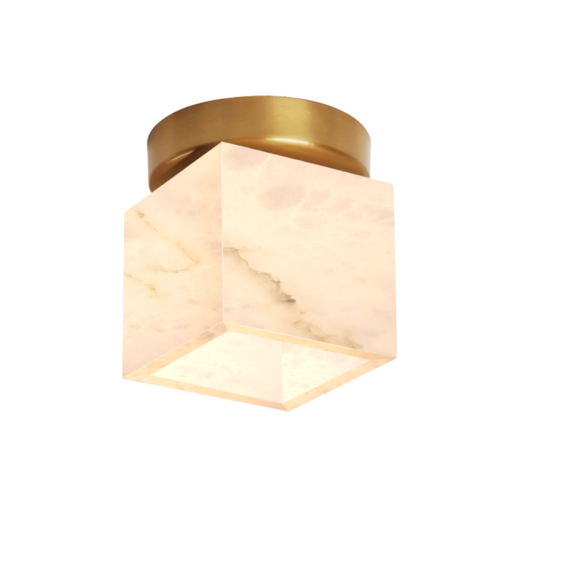 EPPL0676Modern Alabaster Ceiling Light Marble Cube Flush Mount Lamp
