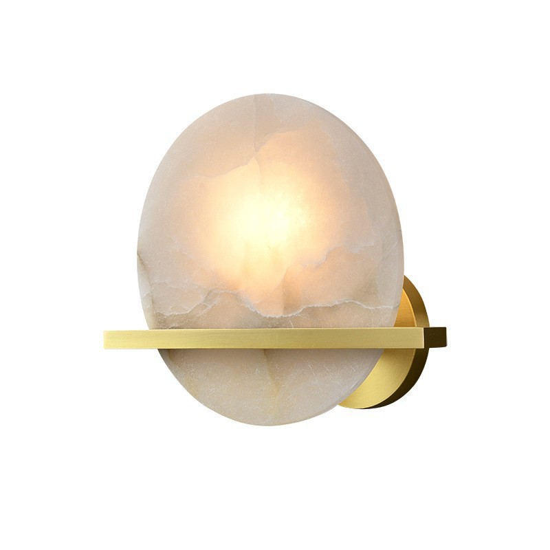 EPWL0689Luxury Round Alabaster Wall Lamp Brass Decorative Wall Sconce Modern Marble Wall Light