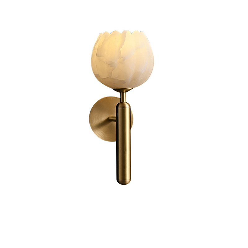 EPWL0690Modern Alabaster Flower Wall Lamp Brass Wall Sconce Luxury Decorative Wall Light