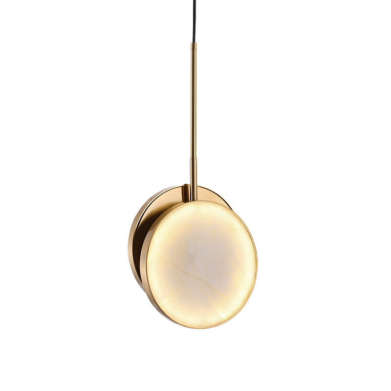 EPWL0694Modern Alabaster Disc Pendant Light Brass Decorative Ceiling Lamp