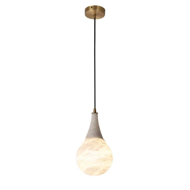 EPWL0695Luxury Alabaster Teardrop Pendant Light Modern Marble Hanging Lamp