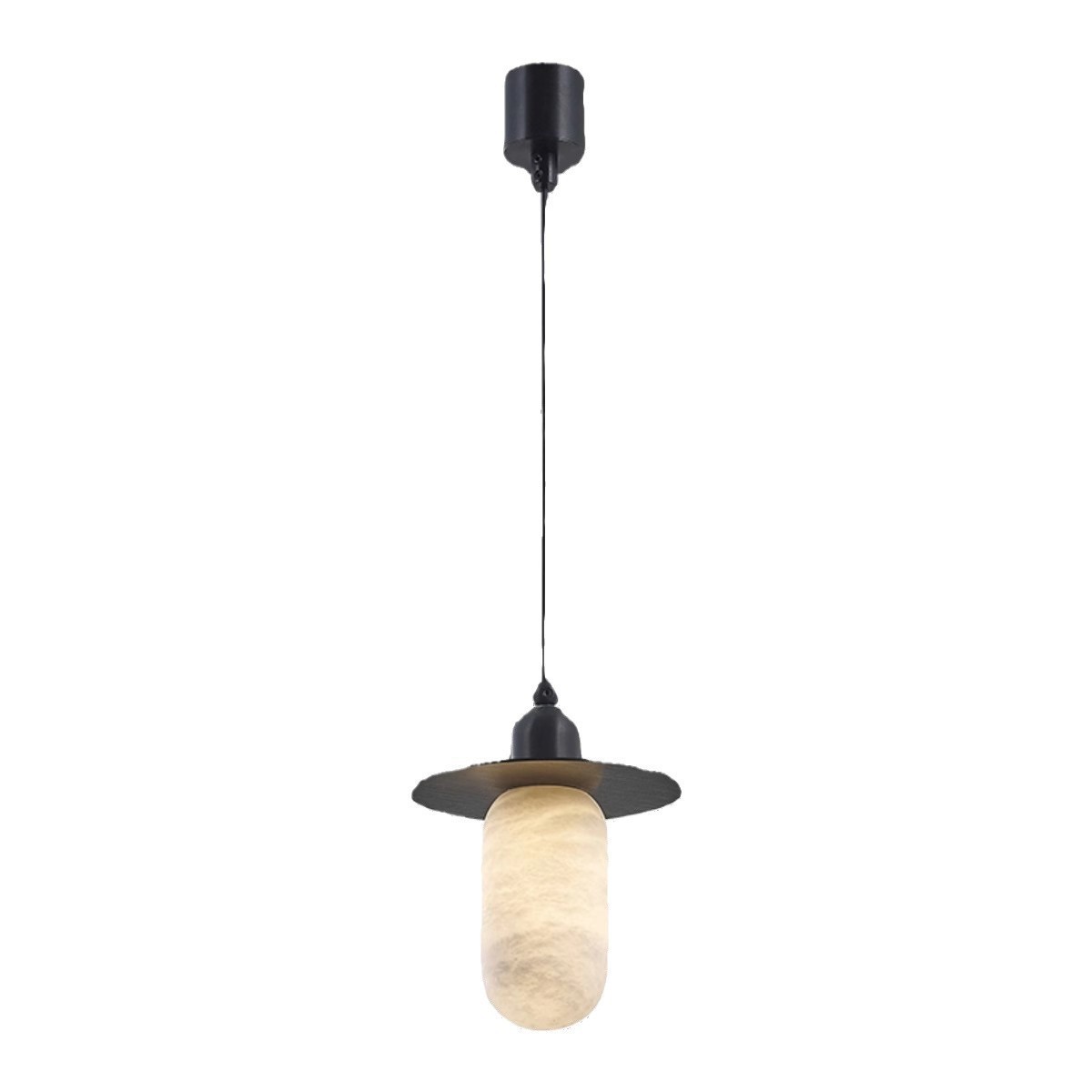 EPPL0704Modern Alabaster Pendant Light Black Metal Decorative Hanging Lamp