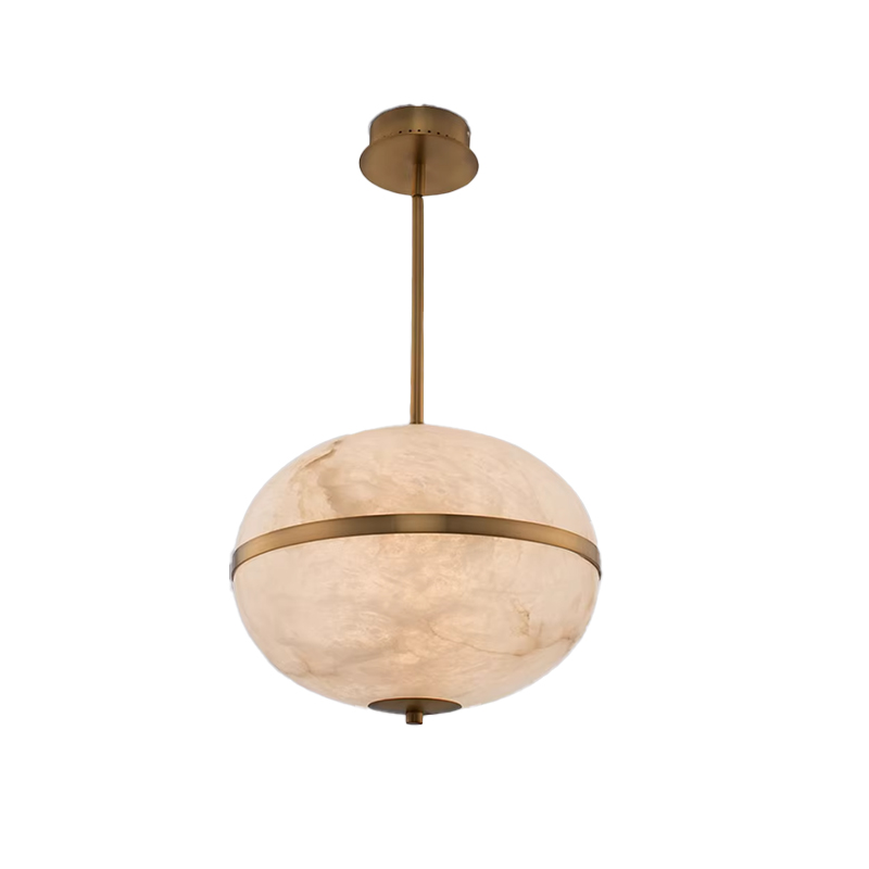 EPPL0708Luxury Alabaster Sphere Pendant Light Brass Ring Decorative Lamp