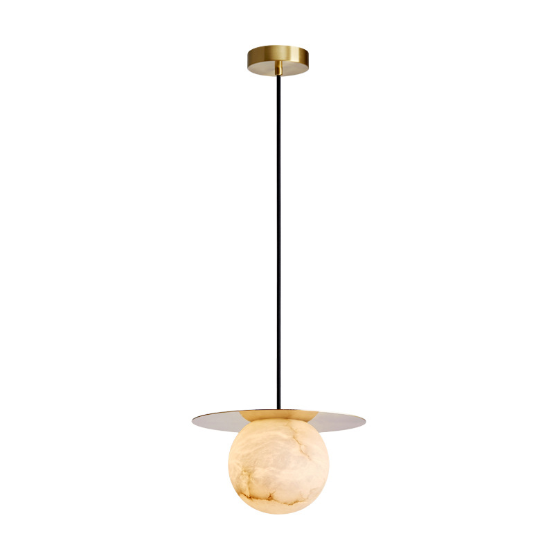 EPPL0710Small Alabaster Pendant Light Minimalist Stone Hanging Lamp