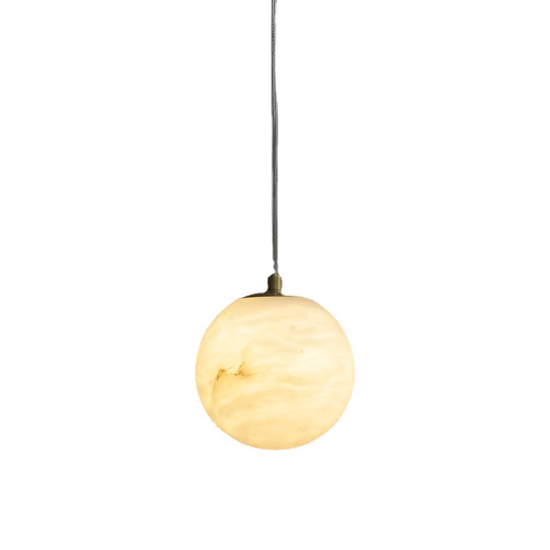 EPPL0712Minimalist Alabaster Globe Pendant Light Modern Marble Ceiling Lamp