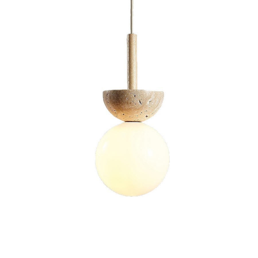 EPPL0719Modern Travertine Pendant Light Glass Globe Hanging Lamp