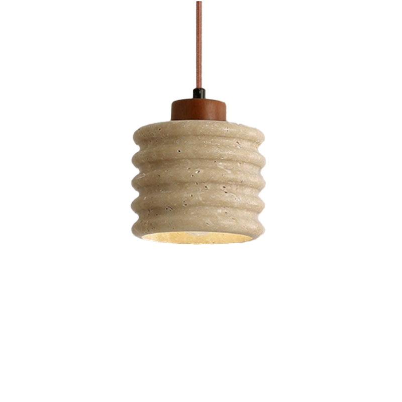 EPPL0721Modern Travertine Pendant Light Ribbed Stone Hanging Lamp