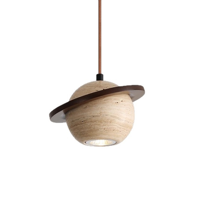EPPL0723Modern Travertine Pendant Light UFO Stone Hanging Lamp Decorative Lighting