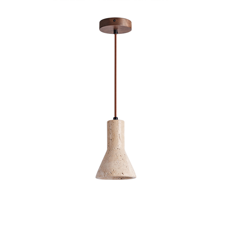 EPPL0728Modern Travertine Pendant Light Cone Stone Hanging Lamp Minimalist Lighting