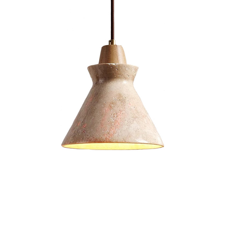 EPPL0731Modern Travertine Pendant Light Large Cone Stone Hanging Lamp