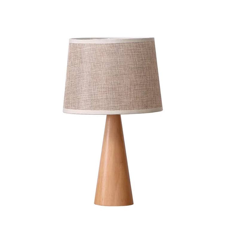 EPTL0736Nordic Wooden Table Lamp Linen Shade Bedside Lamp Modern Minimalist Desk Light