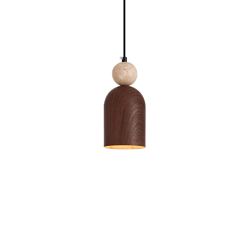 EPPL0736Modern Travertine Pendant Light Disc Wood Hanging Lamp