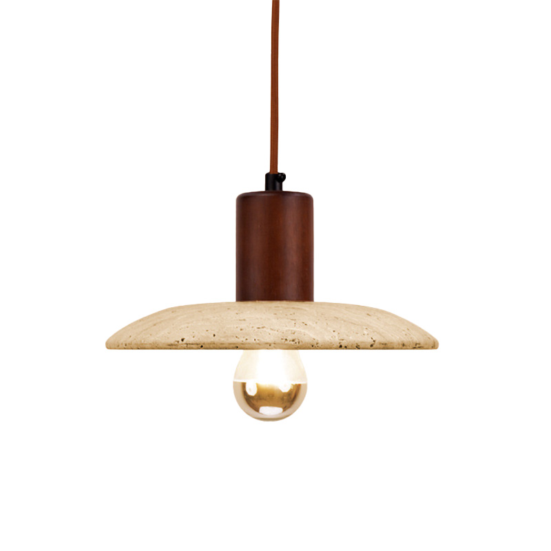EPPL0738Modern Travertine Pendant Light Disc Wood Hanging Lamp