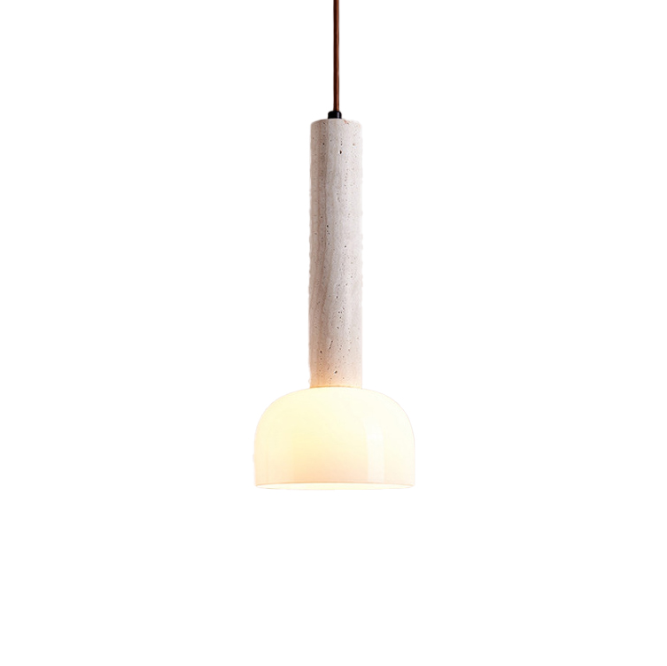 EPPL0739Modern Travertine Pendant Light Cylinder Stone Hanging Lamp