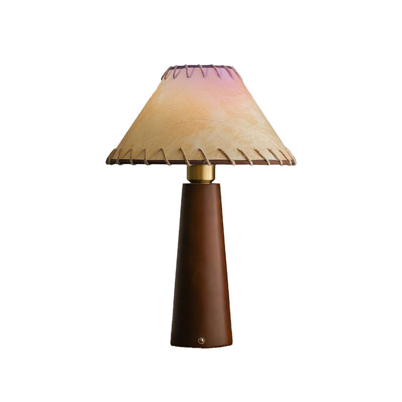 EPTL0754Modern Leather Table Lamp Handmade Stitching Fabric Shade