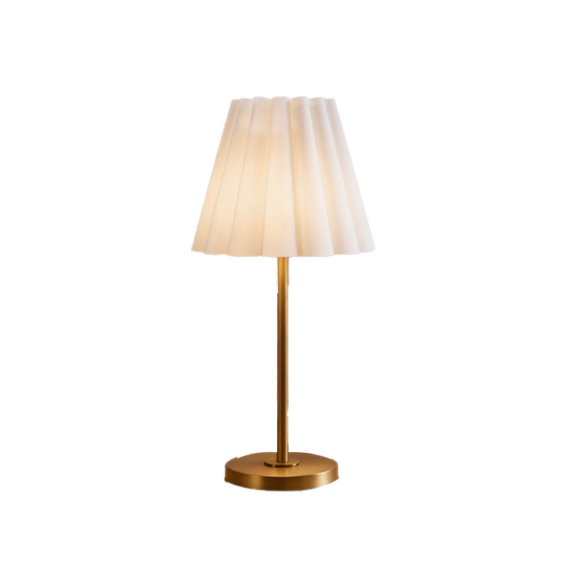 EPTL0758Modern Pleated Table Lamp Gold Base Fabric Shade Bedside Lamp