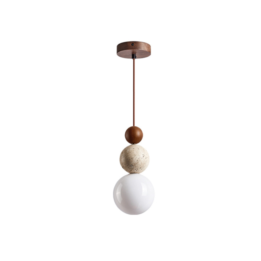 EPPL0803Modern Wooden Stone Pendant Light Glass Globe Hanging Lamp