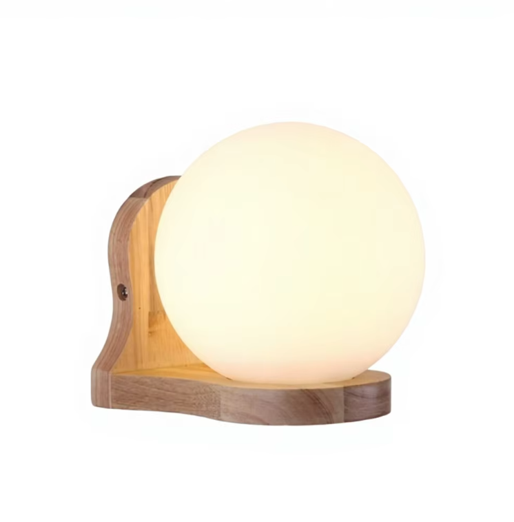 EPWL0852Modern Wooden Table Lamp Glass Ball Bedside Lamp