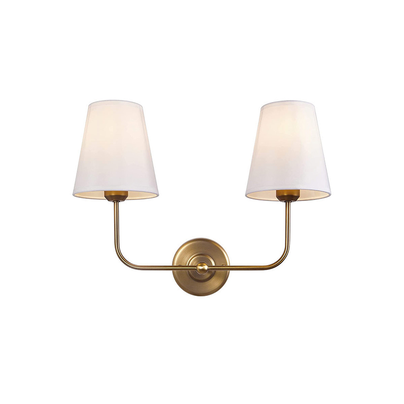 EPWL0882Modern Double Wall Sconce Iron Fabric Shade Wall Lamp