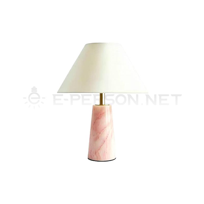 EPTL1071Pink Natural Stone Table Lamp with Fabric Shade Brass Bedside Light